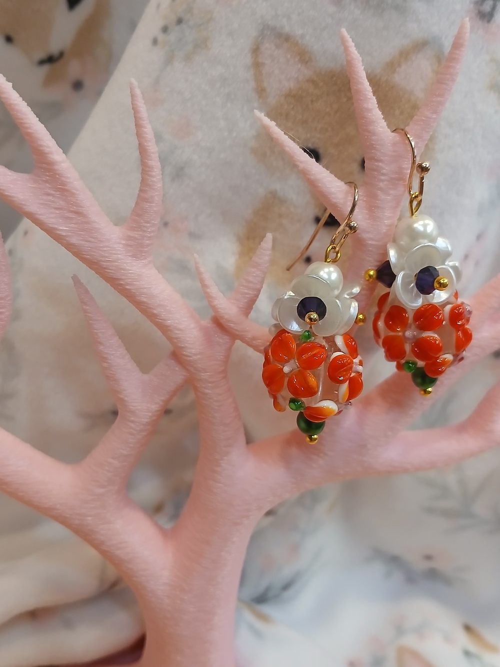 Lampwork Floral Drop Earrings